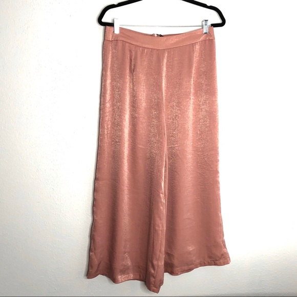 NSR Pants - NSR Karen Culotte Mauve Satin Pants L NWT